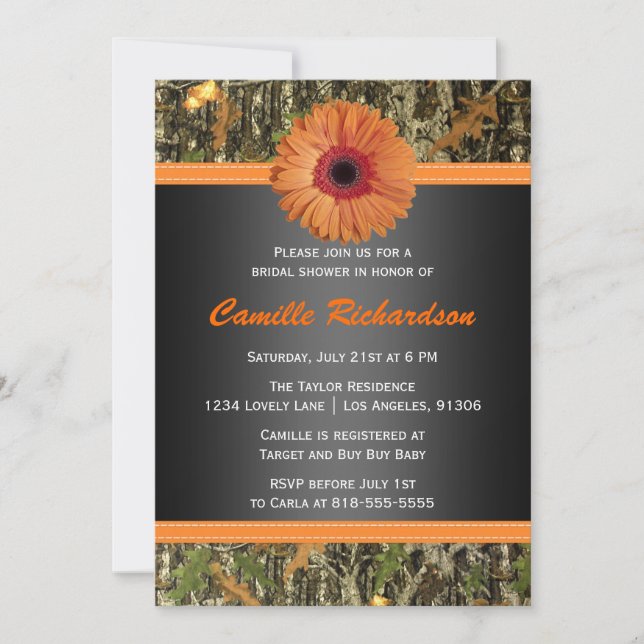 Orange Daisy Bridal Shower Invitation (Front)