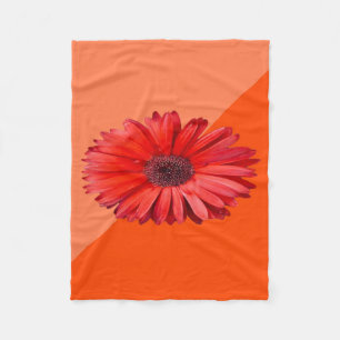 Orange Daisy Colorblock Fleece Blanket