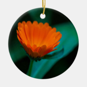 Orange daisy flower ceramic ornament