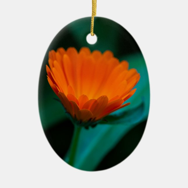 Orange daisy flower ceramic ornament (Front)