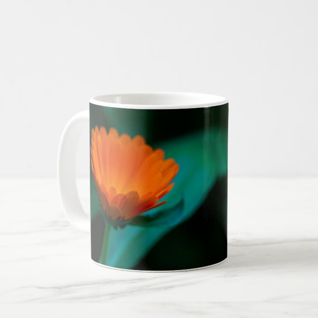 Orange daisy flower coffee mug (Front Left)