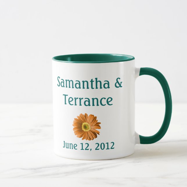 Orange Daisy Flower Customizable Mug (Right)