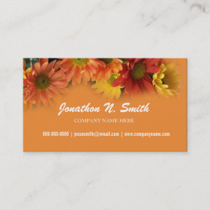 Orange daisy flower elegant business cards. business card