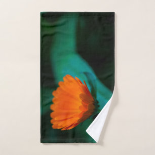 Orange daisy flower hand towel