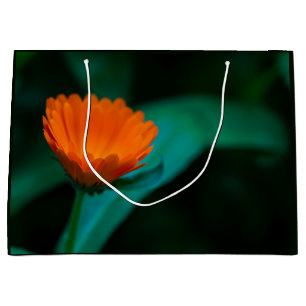 Orange daisy flower large gift bag