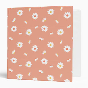 Orange Daisy Flower Pattern Binder