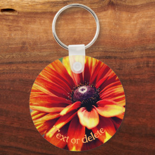 Orange Daisy Flower Personalized Keychain