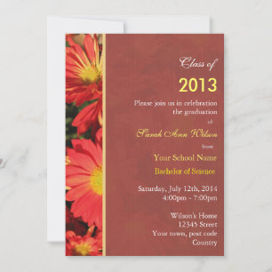 Orange daisy garden flowers graduation party invitation