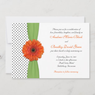 Orange Daisy Green Polka Dot Faire-part de mariage