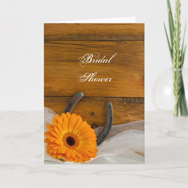 Orange Daisy Horseshoe Bridal Shower Invitation (Devant)