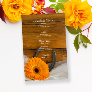 Orange Daisy Horseshoe Western Mariage Menu