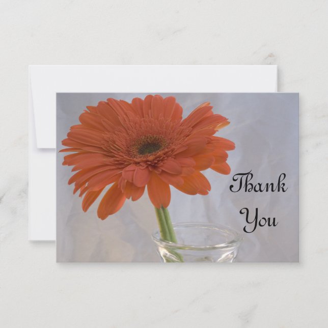 Orange Daisy in Vase Flat Thank You Notes (Front)