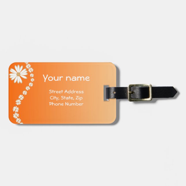 Orange Daisy Luggage Tag (Front Horizontal)