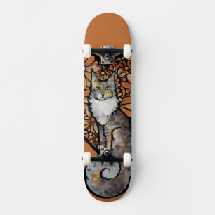 Orange Daisy Maine Coon Cat Caturday Heart         Skateboard