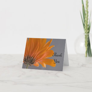 Orange Daisy on Grey Wedding Bridesmaid Thank You Card