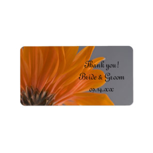 Orange Daisy on Grey Wedding Thank You Favour Tags