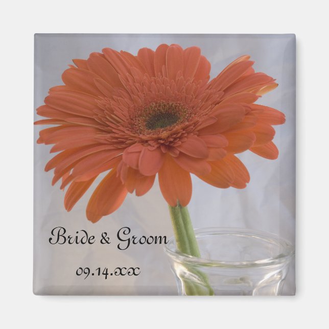 Orange Daisy Wedding Magnet (Front)