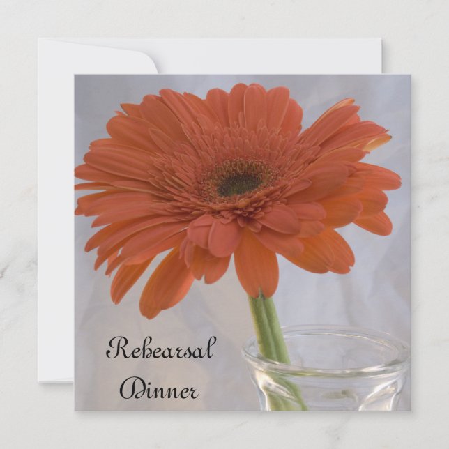 Orange Daisy Wedding Rehearsal Dinner Invitation (Front)