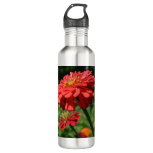Orange daisy, zinnia, cosmo, sunflower garden 710 ml water bottle