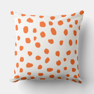 orange dalmatian modern spot dots animal print   throw pillow
