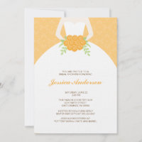 Orange Damask and Bride Bridal Shower