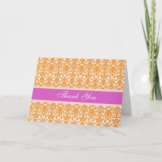Orange Damask Baby shower Hostess Merci (Devant)