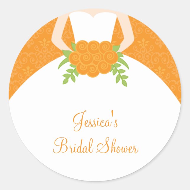 Orange Damask Bride Stickers (Front)