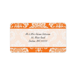 Orange Damask Customizable Address Labels
