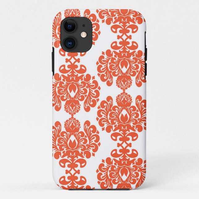 Orange Damask iPhone Case (Back)