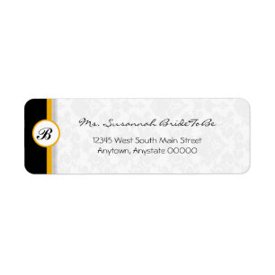 Orange Damask Monogram Address Label