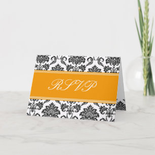 Orange Damask RSVP Card