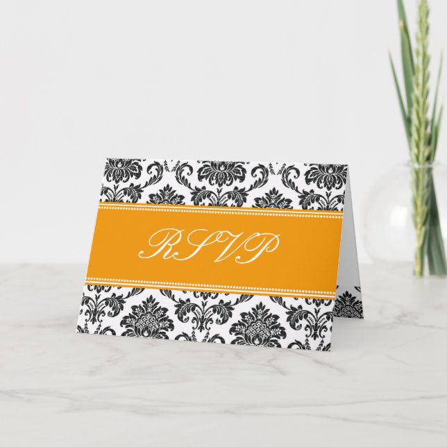 Orange Damask RSVP Card (Front)