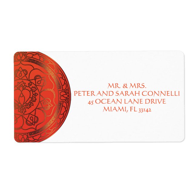 Orange Damask Shipping Labels (Front)