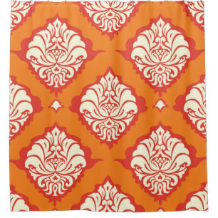Orange damask wallpaper: floral seamless.