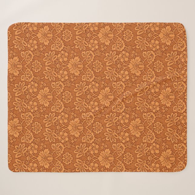 Orange Damask Wallpaper Pattern  Sherpa Blanket (Front (Horizontal))