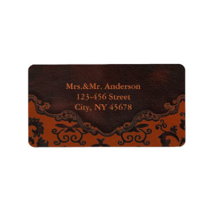 orange Damask Western Étiquettes de adresse en cui