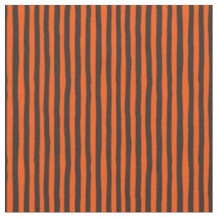 Orange & Dark Brown Wonky Stripes Fabric