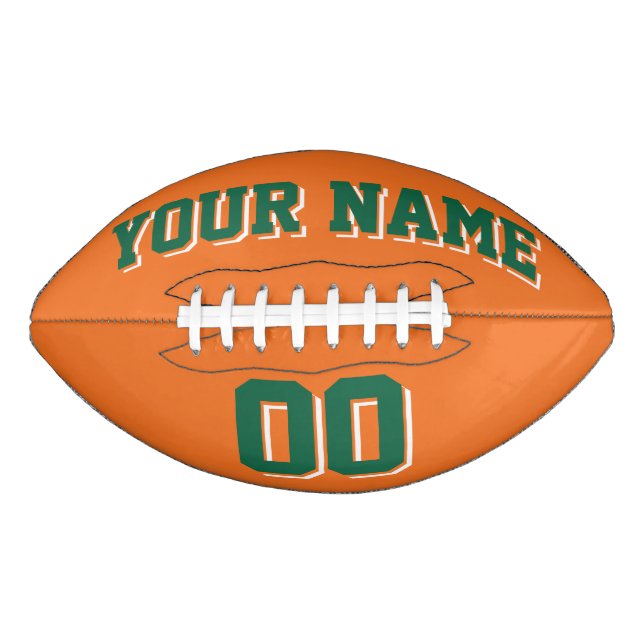 ORANGE DARK GREEN AND WHITE Custom Football (Front)