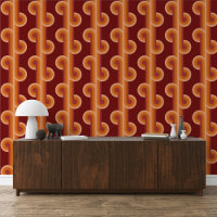 Orange Dark Maroon Red Circles Waves Lines Pattern
