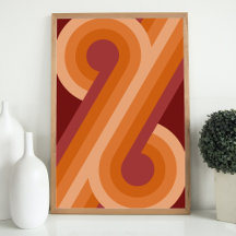 Orange Dark Maroon Red Retro Circles Art Pattern