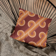 Orange Dark Maroon Red Retro Circles Art Pattern
