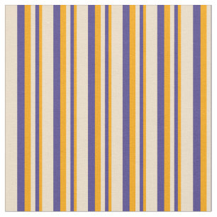 Orange, Dark Slate Blue & Tan Stripes Fabric
