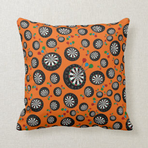 Orange dartboard pattern throw pillow