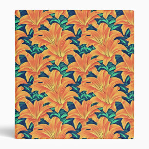 Orange Day Lilies with Green Leaves Binder