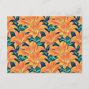 Orange Day Lilies with Green Leaves Postcard