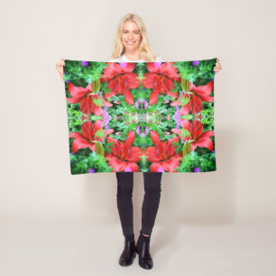 Orange Daylilies Abstract Flower Art  Fleece Blanket