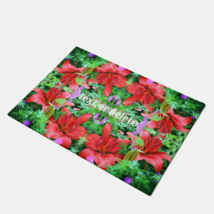 Orange Daylilies Abstract Flower Art Personalized Doormat