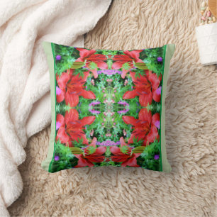 Orange Daylilies Abstract Flower Art   Throw Pillow