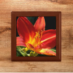 Orange Daylily Bloom Floral Gift Box<br><div class="desc">Store trinkets,  jewellery and other small keepsakes in this wooden gift box with ceramic tile that features the photo image of a bright,  orange Daylily bloom. A lovely,  floral design! Select your gift box size and colour.</div>