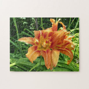 Orange Daylily Flowers Horizontal Jigsaw Puzzle